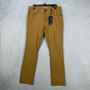 Kenneth Cole Mens Tech Pants 30X30 Tan Stretch 5 Pockets Slim Fit Hiking NEW